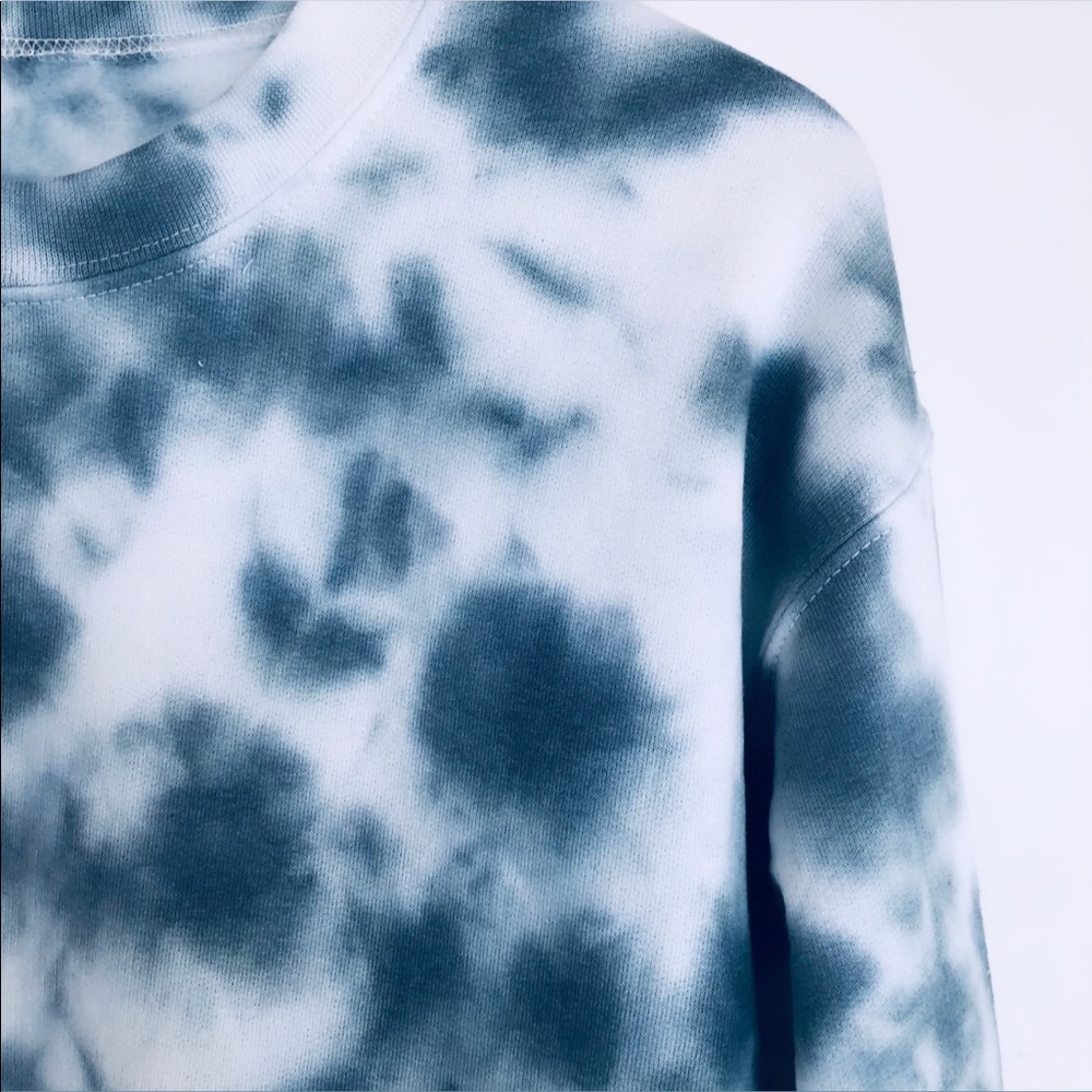 Custom Tie Dye Grey Blue Crewneck NEW - Picture 5 of 13